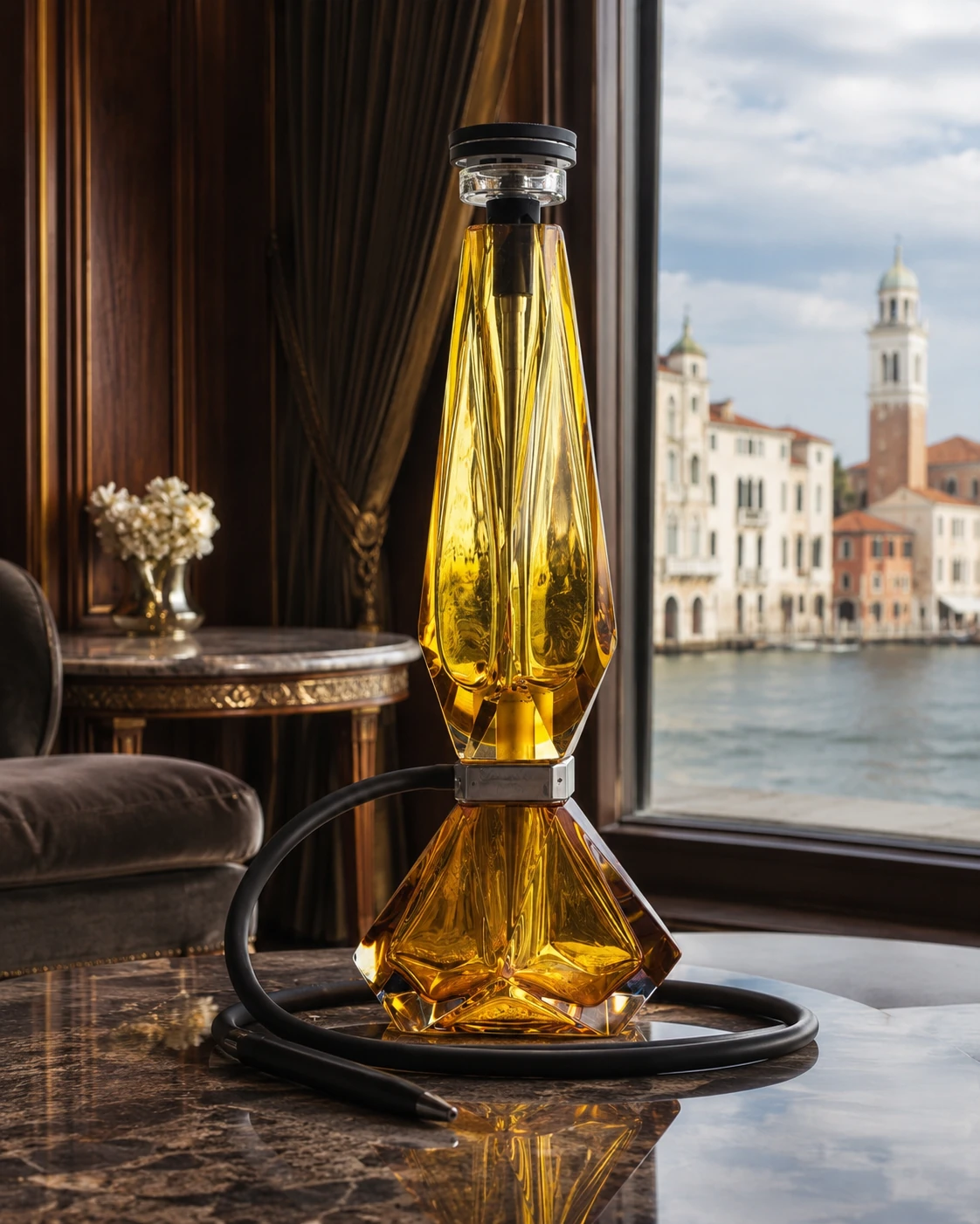 Exclusive Murano glass hookah for luxury Sardinia events